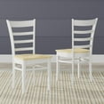 thumbnail image 3 of 7-PC - Oval Butterfly Leaf Dining Table in White + White/Natural Slat Back Dining Chairs Dining Set, 3 of 10