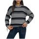 thumbnail image 2 of Suéter de cuello redondo para mujer, suéter informal de punto suelto con borlas y bordes, suéter de cuello redondo para mujer, top acrílico, 2 of 4