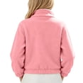 thumbnail image 3 of Cethrio Girls Fleece Jackets Size 10-12, Lightweight Zip up Warm Stand up Collar Winter Outerwear Pink, 3 of 5