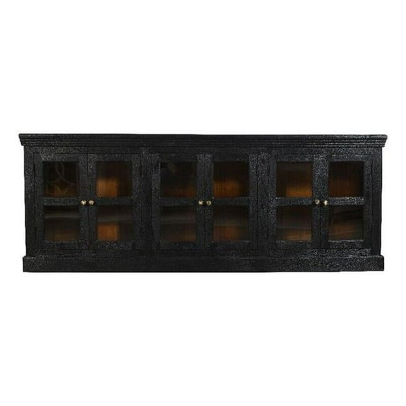 Peachtree 6-Door Mango Wood Sideboard, Charcoal Grey