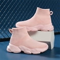 thumbnail image 2 of Kids Running Shoes Elastic Knit Boys Girls Sock Sneakers Comfy Arch Support Platform Walking Shoes Casual Slip on Tennis Shoes Pink 10.5 Little Kid, 2 of 6