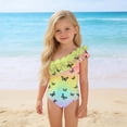 thumbnail image 6 of Odeerbi 1-5 Years Toddler Girls Hawaiian One-Piece Swimsuit One Shoulder Quick Dry Beach Swimwear Summer Ruffle Bathing Suit, 6 of 9