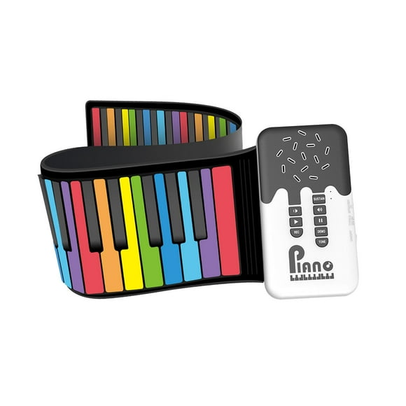 Piano enrollable recargable, regalo de cumpleaños, piano de viaje, piano portátil enrollable llaves del arcoiris