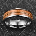 thumbnail image 3 of 8MM Tungsten Rings for Men Guitar Strings and Koa Wood Inlay Wedding Band High Polished Edge Comfort Fit Size 7-12, 3 of 5