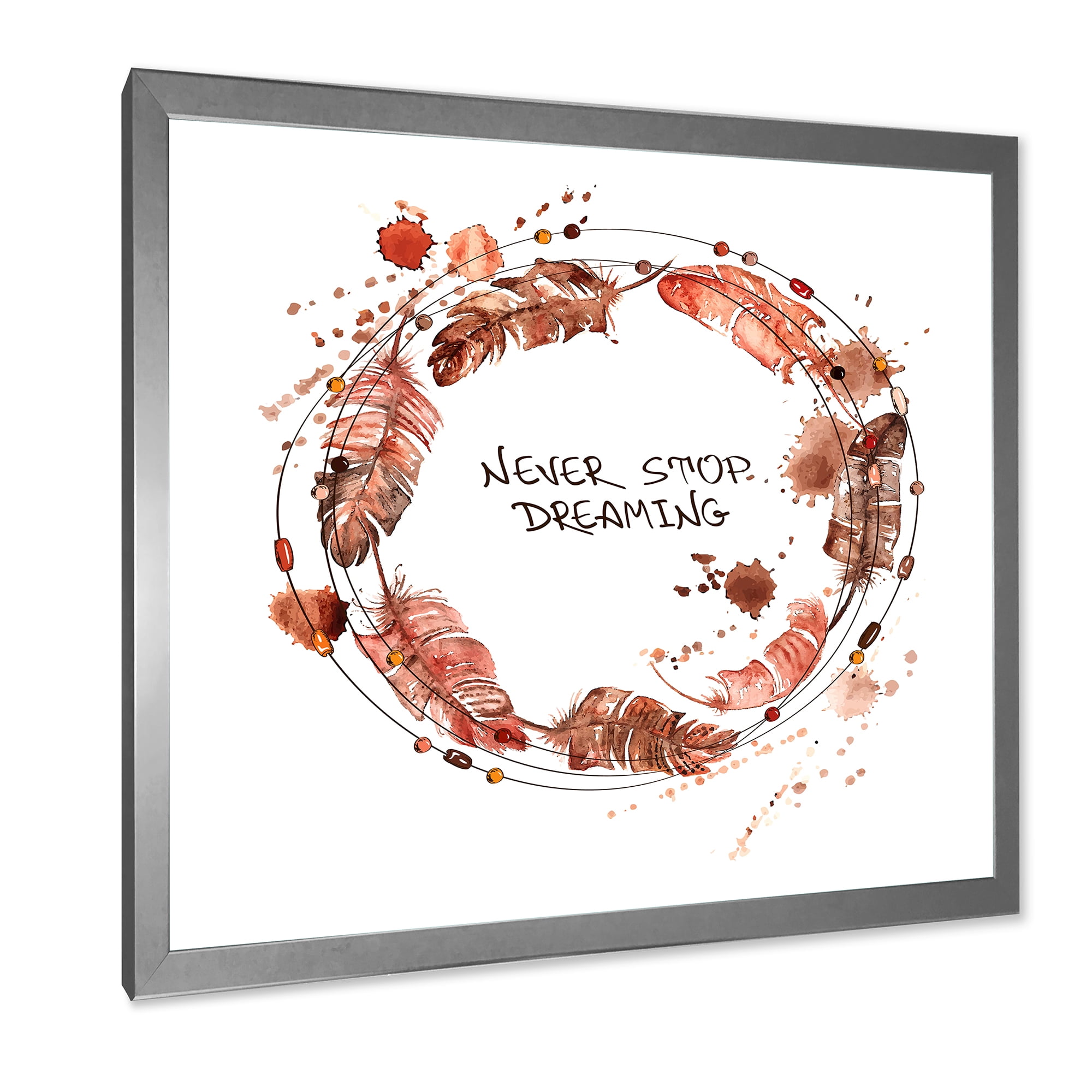 Designart 'Impression Of Bird Feathers Wreath' Traditional Framed Art Print