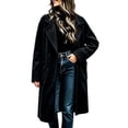 thumbnail image 2 of IUYRTFE Women's Long Overcoat Lapel Collar Button Down Knee Length Coat with Pockets Lined, 2 of 9
