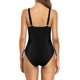 thumbnail image 2 of Traje de baño de una Pieza con Cuello en V y Parte Delantera torcida para Mujer Traje de baño con cordón Negro 2XL Negro 2XL Xishao ropa, 2 of 2