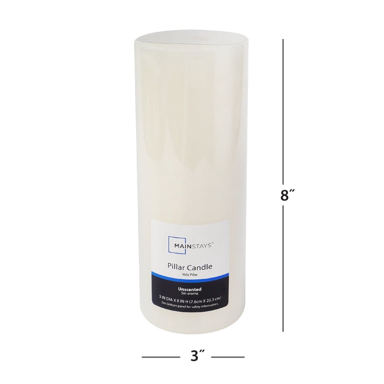 Mainstays Single Wick Pillar Candle, 3x8 Inch, Ivory photo 3