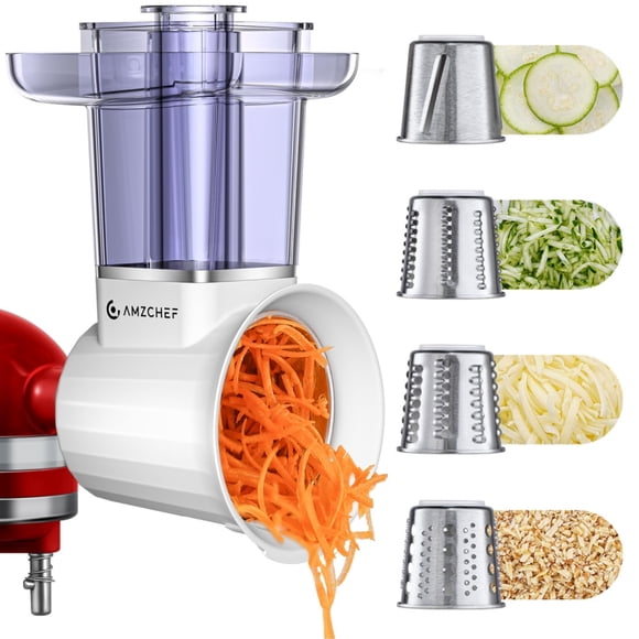 Slicer & Shredder Attachment for Kitchen Aid Stand Mixers, with 2.8IN Large Feed Chute, Oversized Cheese Grater Accessories with 4 Food Grade Blades,