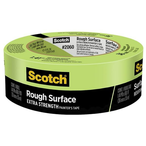 3M 24-Rolls of 1.41" x 60 yds 2060-36AP Scotch Green Rough Surface Painter's Tape for Hard-to-Stick Surfaces, Single Wrap