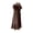 Coffee, variant on Women Dress Round Neck Puff Long Sleeve Loose Fit Maxi Dress with Layered Ruffle Hem Puff Sleeves Holiday Wear White