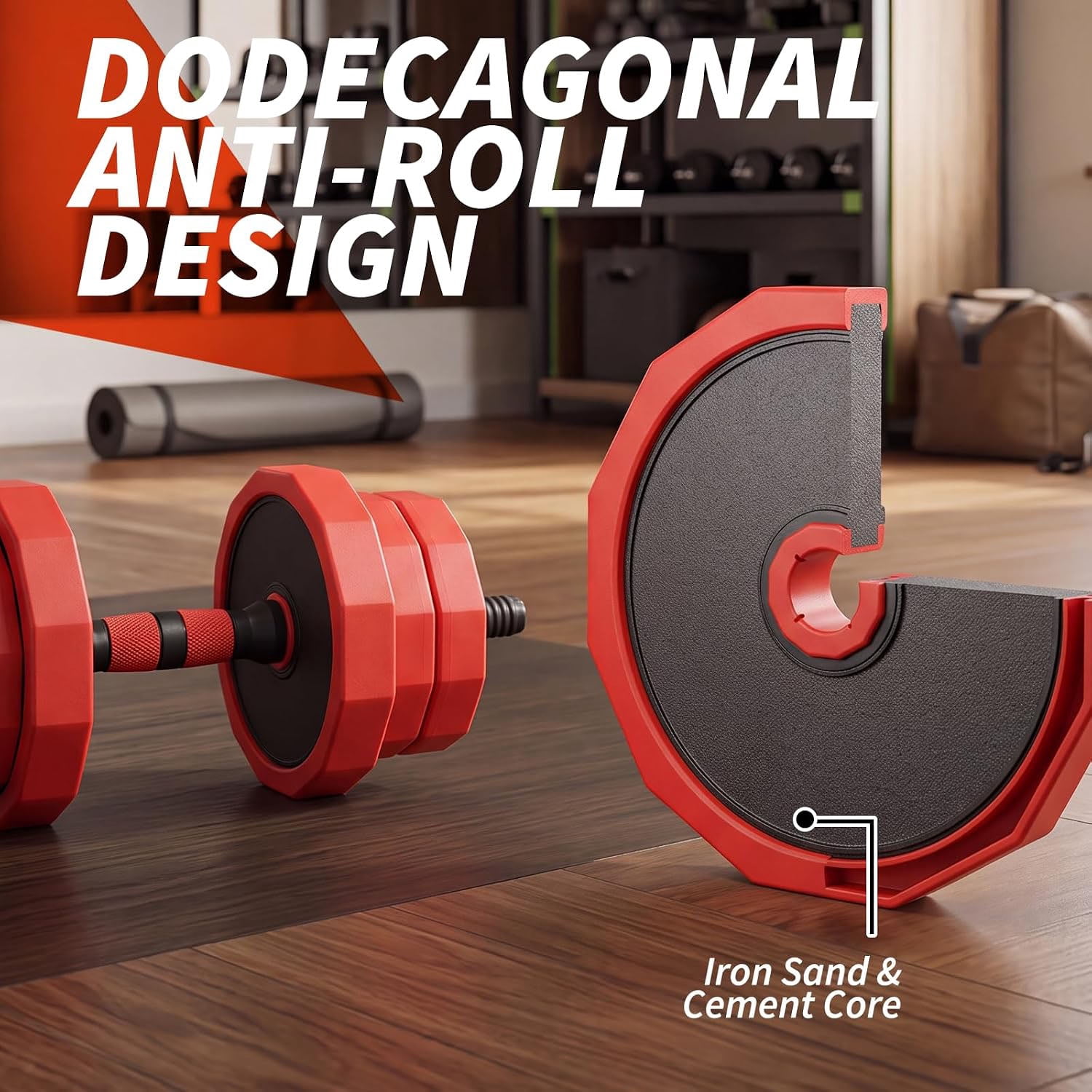 Adjustable Dumbbell Set, 45Lbs Free Weight Set with Connector, 4 in 1 Gym Set Used As Kettlebell, Dumbbell, Home Gym Weight Dumbbells Set