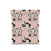 XMXT PU Leather Coin Purse for Women Men, Funny Pandas Pink Print Mini Change Wallet Coin Pocket for Credit Card ID Key Storage Bags