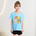thumbnail image 2 of Chemises Filles Mode Personnalité Imprimé Col Rond Manches Courtes Tee Été Décontracté Ample Hauts Filles Bleu 6 Ans-8 Ans, 2 of 5
