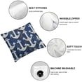 thumbnail image 4 of Acheng Anchor Decorative Pillow Cover for Couch Nautical Decor Square Cushion Case Sofa Home Decorations Dark Blue,2 Pcs White, 4 of 6