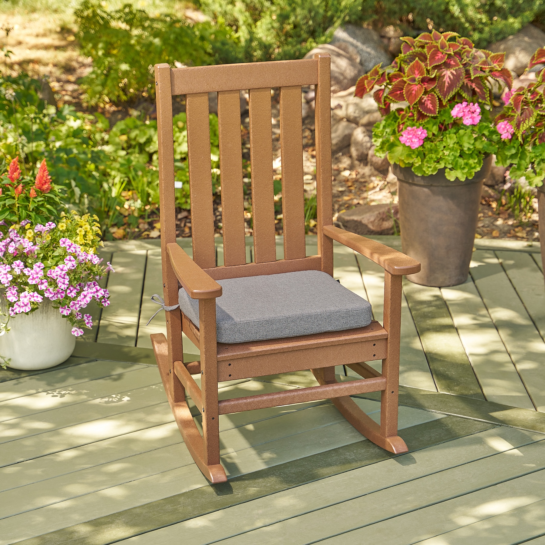 Better Homes & Gardens 19" x 18" Rectangle Outdoor Seat Pad Cushion, 1-Piece, Grey