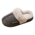 thumbnail image 4 of Womens Plush Slippers Warm Lined Slip on House Shoes Scuff Slipper Comfy Platform Memory Foam Winter Slides Grey 8, 4 of 4