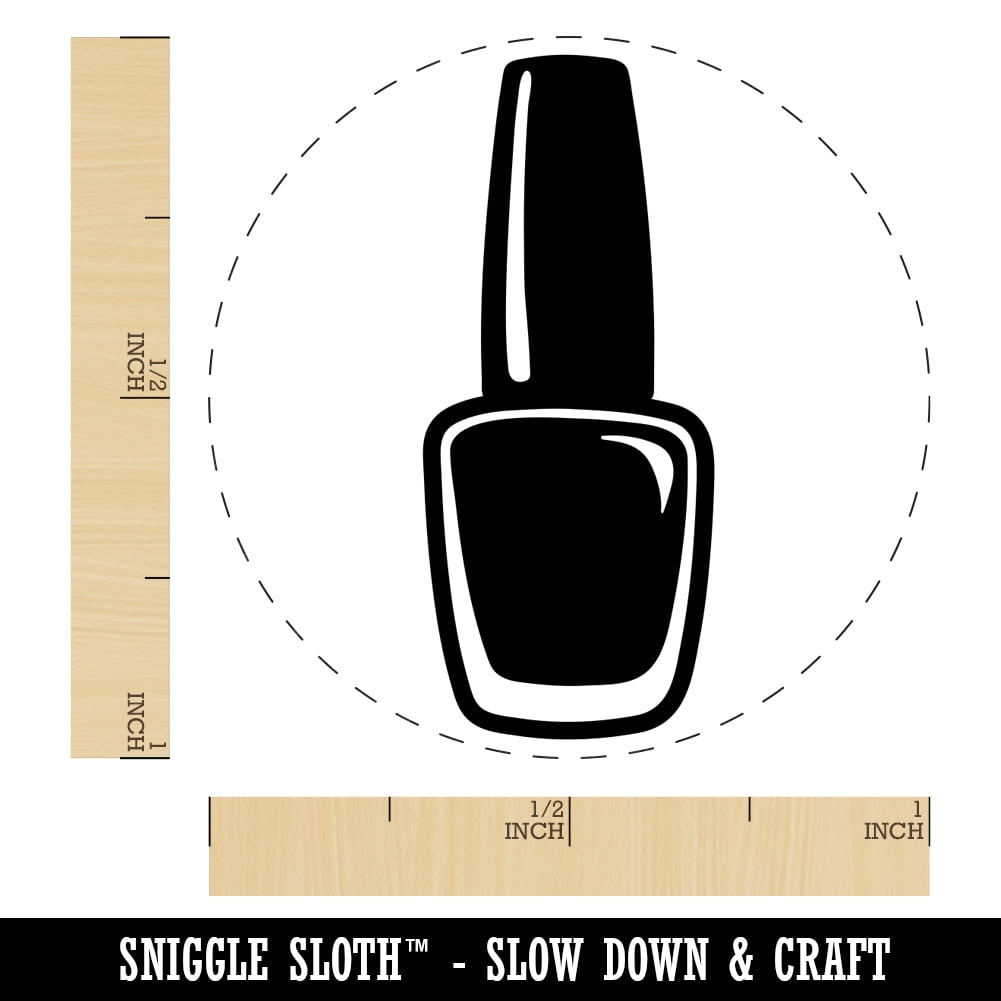 Cute Nail Polish Self-Inking Rubber Stamp Ink Stamper - Blue Ink - Medium 1 Inch