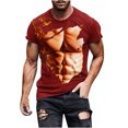 thumbnail image 4 of Men's Summer Tops under $5 Short Sleeve Crew Neck Muscle Print Casual Graphic Tee Shirt Wine M, 4 of 6