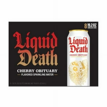 Liquid Death 100% Naturally Flavored Cherry Obituary Sparkling Mountain Water