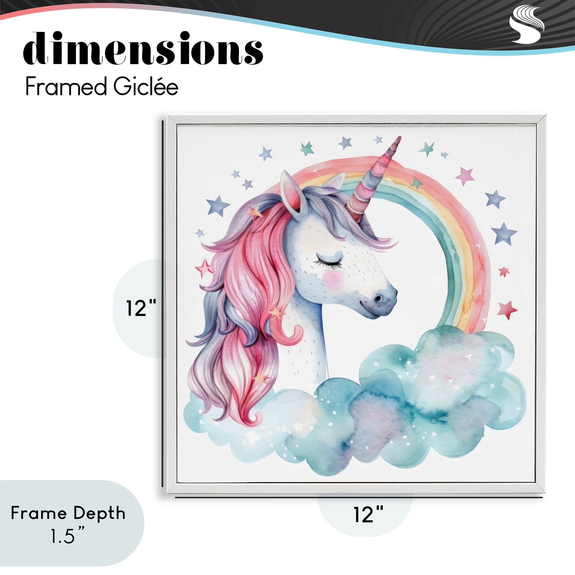 Stupell Industries Starry Rainbow Unicorn White Framed Giclee Art, design by Creative Studio