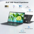 thumbnail image 2 of 15.6" FHD IPS Student Laptop Computer 16GB RAM 1TB SSD 4 Cores 13th Gen Intel N150(Beat to i3-1115G4, Up to 3.6GHz) 65W GaN Type-C Fingerprint Backlit Keyboard Wi-Fi 6 Gray, 2 of 7