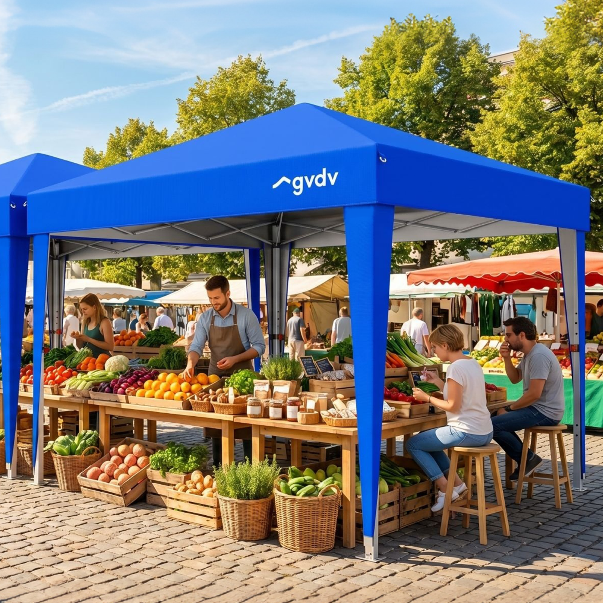 GVDV 10x10 Pop-Up Commercial Canopy with Straight Legs, Blue photo 2