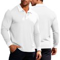 thumbnail image 4 of Mens Long Sleeve Polo Sweater Knit Casual Heavyweight Thermal Pullover Sweater Winter Warm Wool Jumper Button Down Streetwear, 4 of 4