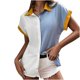 thumbnail image 1 of Blusa de solapa informal para mujer, manga corta, estampado, camisa suelta, botones, cárdigan Pompotops qwe20689, 1 of 9