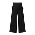 thumbnail image 6 of Maternity Women's Side Drawstring Wide Leg Pants, Over‑Belly High Elastic Support, Adjustable Side Ruched Detail for Pregnancy Daily Wear, Maternity Pants for Women Black M, 6 of 6