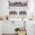 thumbnail image 3 of Independence Day Butterfly Kitchen Curtains Valances and Tiers Set of 3 Country American Flag Butterfly Star Leaf Linen Tier Curtains and Valance with Rod Pocket for Small Windows, 27.5"x36", 3 of 9
