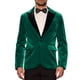 thumbnail image 1 of Chaqueta de traje de terciopelo INSPIRE CHIC para hombres, blazer de terciopelo verde con solapa en contraste para bodas y fiestas, 1 of 5