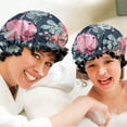 thumbnail image 6 of Shower Caps,Pioneer Flower Floral Print Pattern Waterproof Shower Cap for Women 4 Pieces,Double Reusable Hair Cover for Shower PEVA Elastic Stretch Hem, 6 of 7
