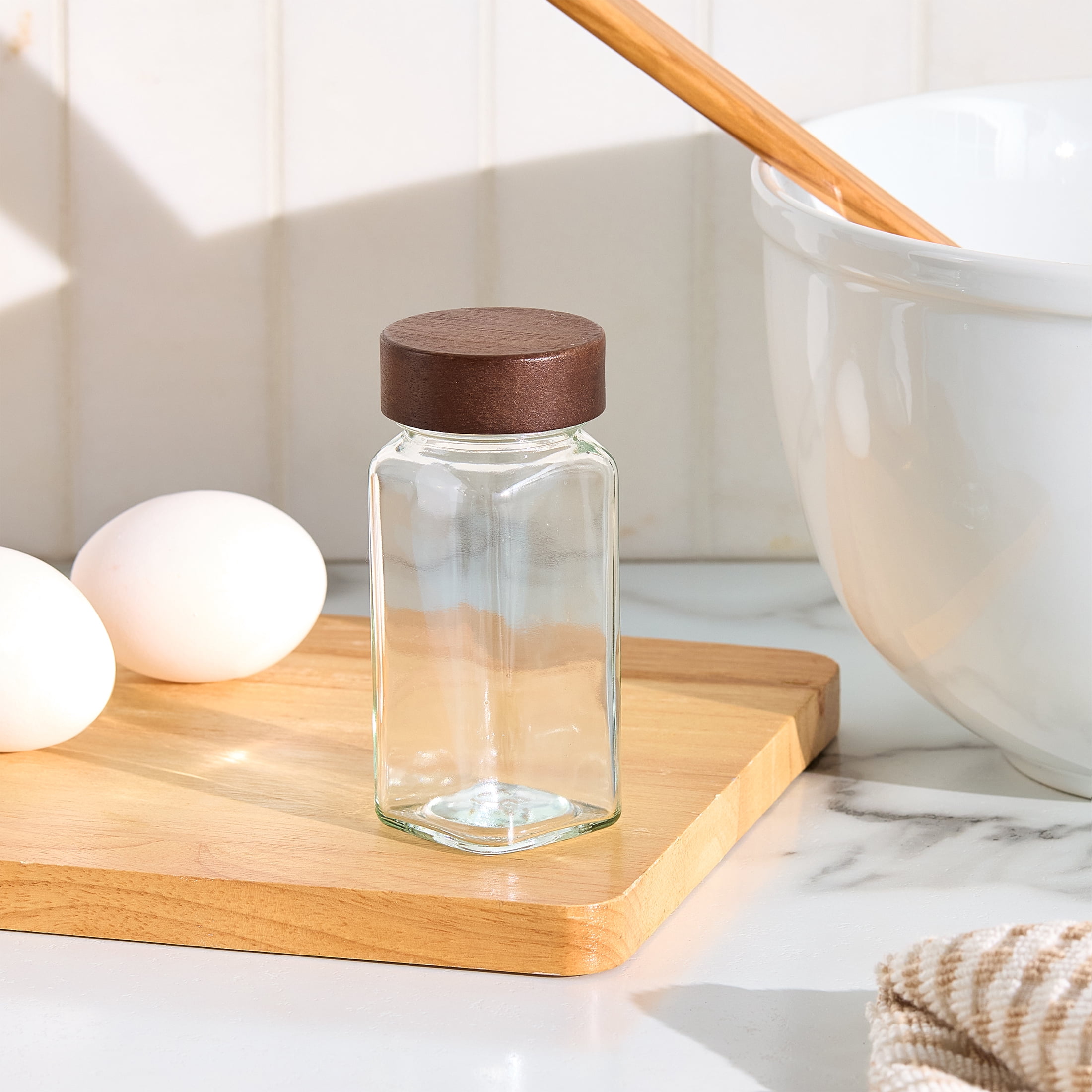 Better Homes and Gardens Glass Spice Jar with Wood Lid