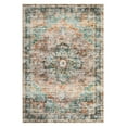 thumbnail image 6 of Tzou 9x12 Large Area Rugs for Home Office, Chenille Machine Washable Low Pile Non-Slip Vintage Oriental Bedroom Carpet, Teal/Brown, 6 of 8