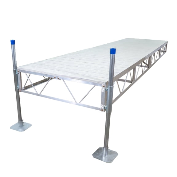 Patriot Docks 16' Straight Stationary Pipe Dock with Gray Aluminum Decking (10508)