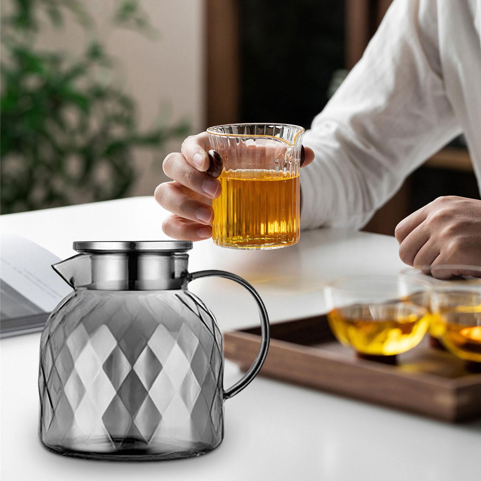 Baoblaze Beverage Pitcher with Lid Large Bore Design Glass Jug for Drink Iced Tea Milk 1500ml