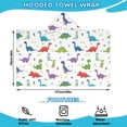 thumbnail image 2 of White Dinosaurs Bones Flowers Pattern Hooded Bath Towel，50"x30" for Ages 3 To 12 Kids, Quick Dry Lightweight Soft Microfiber Hood Beach Towel Cover Up for Kids, 2 of 7
