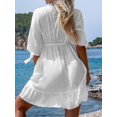 thumbnail image 2 of Cupshe Women's Pom-Pom Tassel Tie Cover-Up Dress Short Sleeve Swimwear Cover-Ups Tunic Dress, Size XS-XL, 2 of 5