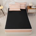 thumbnail image 4 of Castle Fairy Vintage Horizontal Stripe Zipper Queen Comforter Set with Fitted Sheet and 2 Pillowcases,Retro Thin Line Zipper Bedding Set,Rust Pink White,Reversible, 4 of 5