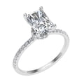 thumbnail image 2 of Spot Jewel 2.3 Ct Lab Created Diamond Ring - 14K White Gold Plated Hidden Halo Engagement Wedding Ring - Radiant Cut Solitaire with Accents Diamond Ring for Her - Great Gift for Cherishing Memories, 2 of 3