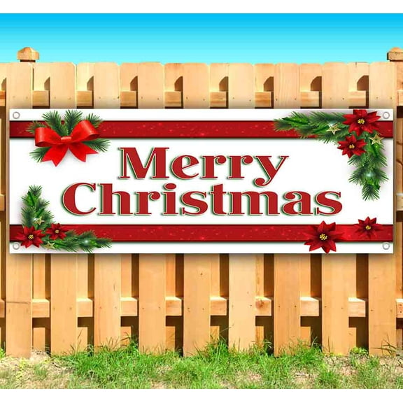 Merry Christmas 1 13 oz Vinyl Banner With Metal Grommets