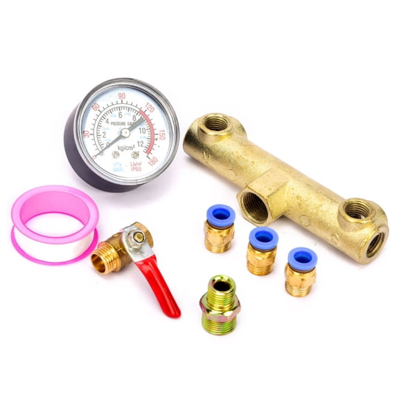 8pcs Air Compressor Accessories Set Metal Pressure Gauge & Valves strong air pumps Parts Upgrades for Various Models