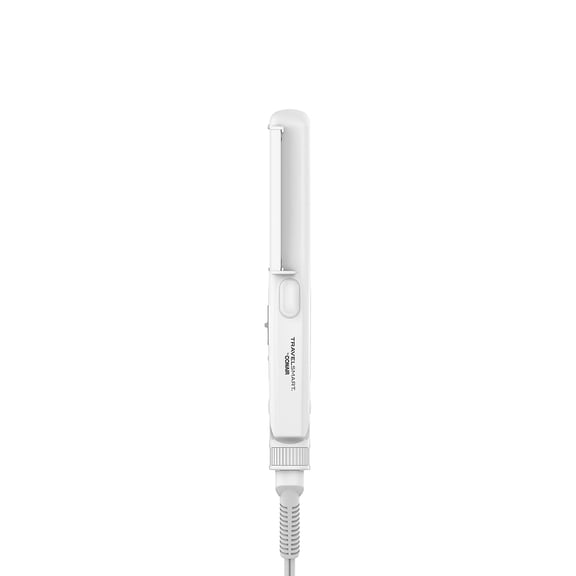 Conair Travel Flat Iron and Curler, 2-in-1 Tool, Portable Hair Straightener and Hair Curler in White by Travel Smart