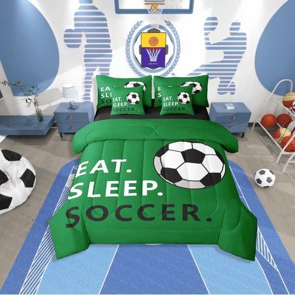 Erosebridal Teens Football Bedding Sets Twin Size,Sport Gamer Comforter Sets With Sheets,Ball Game Decoration,Reversible,Breathable,7Pcs