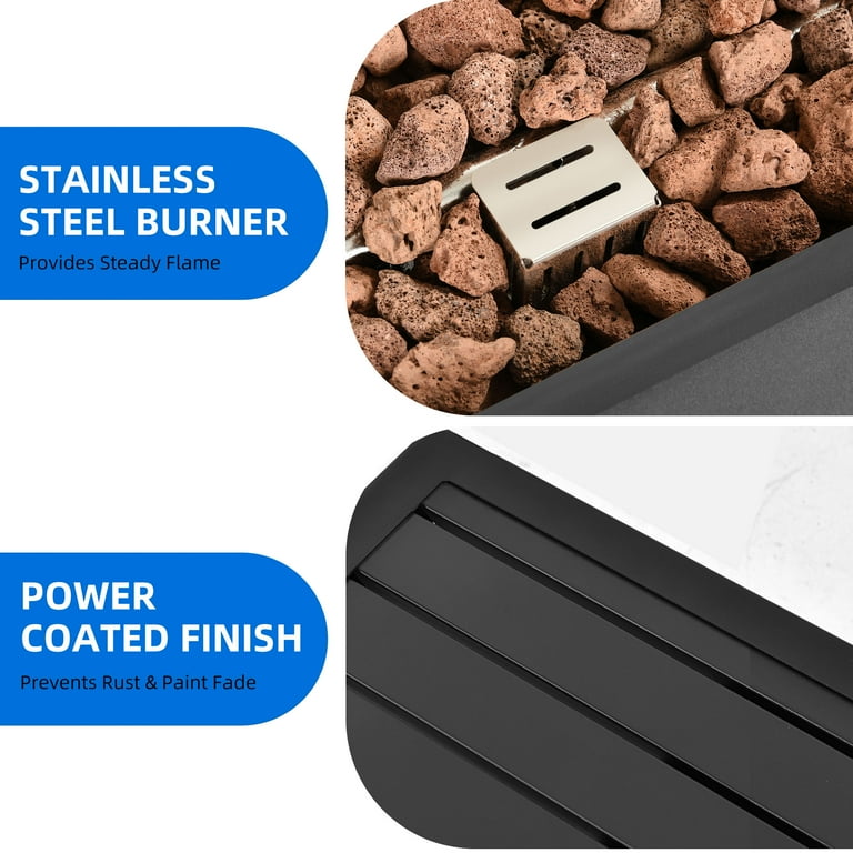 Dextrus 57'' Rectangular Propane Gas Fire Pit Table, 50,000 BTU