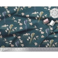 thumbnail image 2 of Soimoi Blue Cotton Duck Fabric Floral & Paradise Whydah Bird Print Fabric by the Yard 58 Inch Wide, 2 of 3