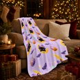thumbnail image 3 of Whimsical Halloween Cats Bats Candy Crescent Moons Kids, Playful Pet Portrait Pattern, Warm Flannel Blanket for Living Room and Bedroom, Cat Lovers Halloween Gift, Pet Lover Home Decor, 3 of 7