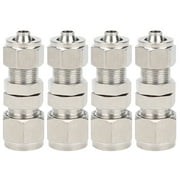 4Pcs Ferrule Compression Fitting 2?Touch Straight Bulkhead Connector 304 Stainless Steel10x6.5