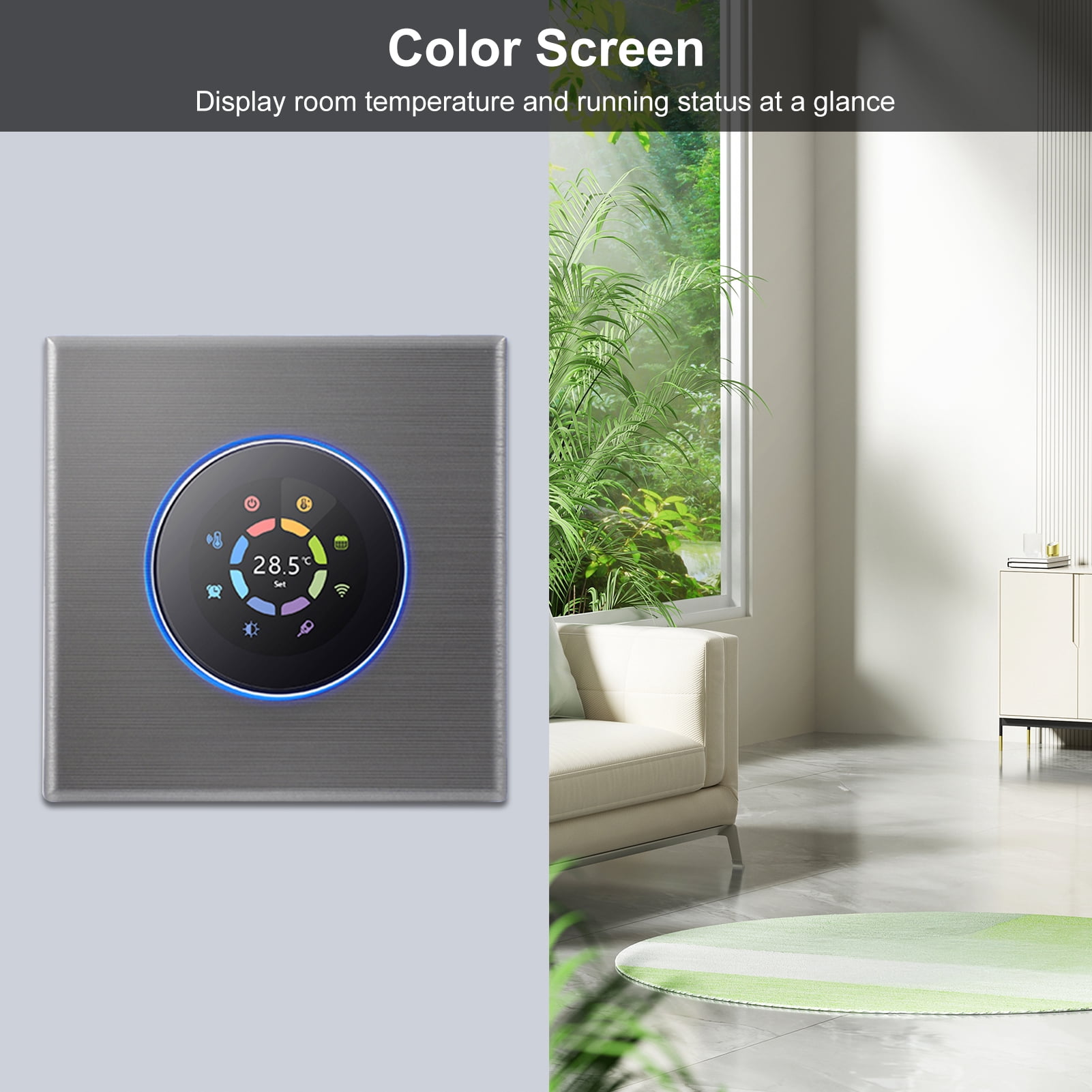 BIMZUC Smart WiFi Thermostat Electric Floor Heating Controller 16A Digital Temp Control ±1°C Accuracy Color LCD 95-240V (3.4 inches / 8.6 cm) Gray